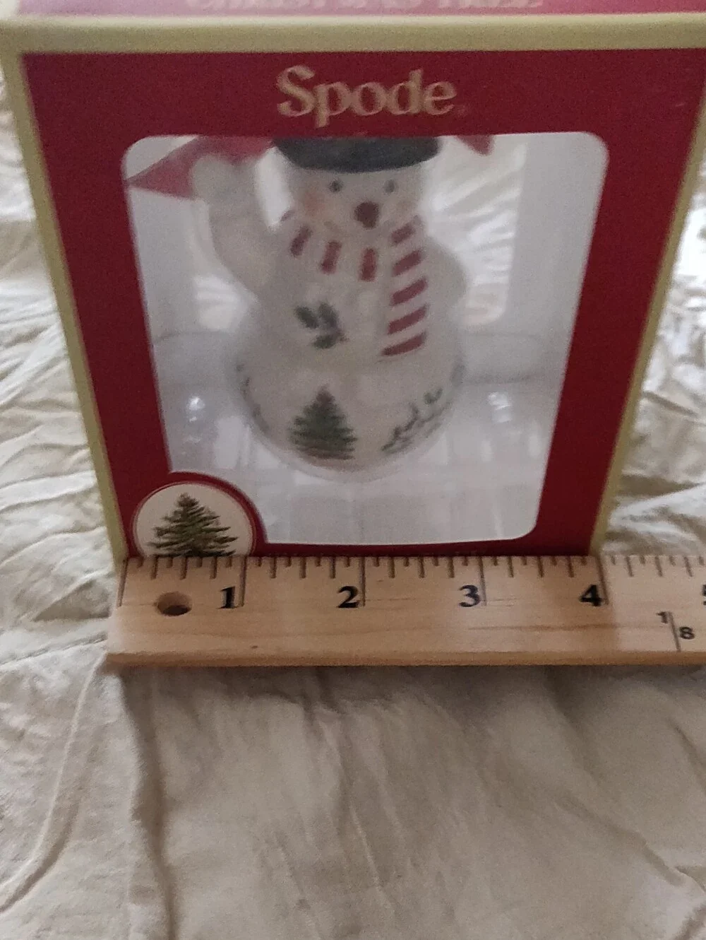 Spode Christmas Tree Pattern Snowman With Black Hat Ornament NIB